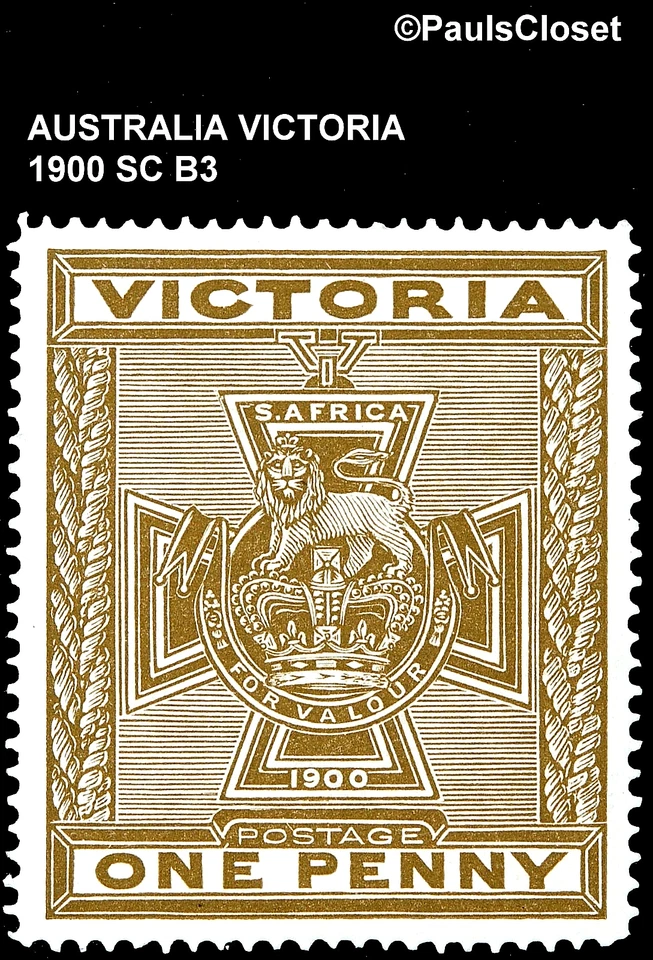 VICTORIA 1900 SC B3 VICTORIA CROSS FOR S. AFRICA 1p BROWN OLIVE MVLH OG VF - Image 1 of 2
