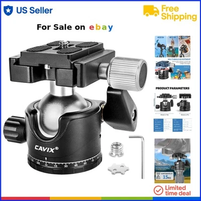 Ball Head Aluminum 360 Degree Swivel Quick Release Plate Camera Support - Image 1 of 4