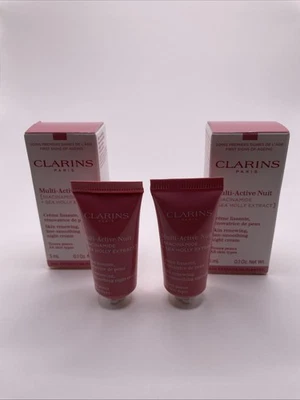 2x Clarins Multi Active разглаживающий ночной крем без линий образцы 0,1 унц - Изображение 1 из 3