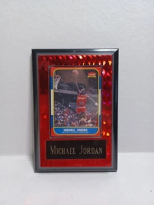 Michael Jordan Red Cracked Ice Card Plaque With REPLICA 1988 Fleer Rookie Card. - Picture 1 of 5
