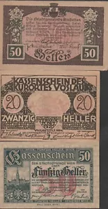 Austria 3 notes lot Notgeld 1920 Circulated Banknote - Picture 1 of 8