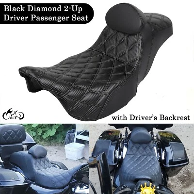Step Up Passenger Driver Seat w/ Backrest For Harley Electra Street Road Glide - Image 1 of 4