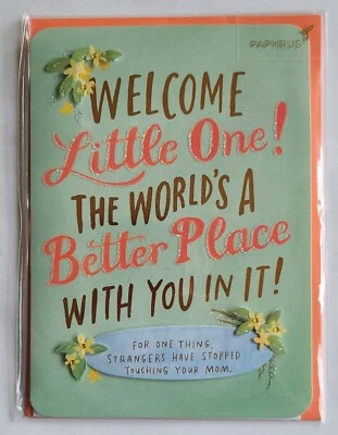 Tarjeta de bebé recién nacido Emily McDowell Studio Welcome Little One con sobre 1 quilate Foto 1 de 2