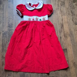 Amavini Mädchen gesmoktes Cord rot weiß Santa Weihnachten Kleid Größe 6X - Bild 1 von 7