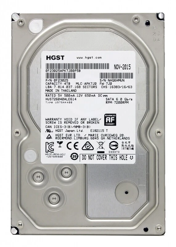 HUS726040ALE614 0F23025 Hard Drive 4Tb 3.5 SATAIII - Image 1 of 1