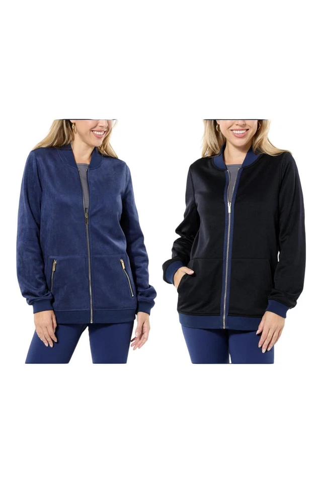 Joy CleanBoss Luxurious Faux Suede Reversible Bomber Jacket Navy - Image 1 of 1