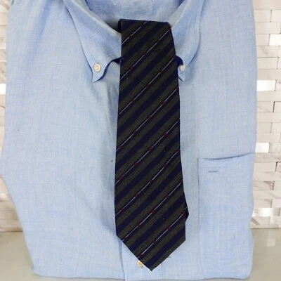 Corbata para el cuello para hombre azul gris lana rayas traje liso simple adulto informal regimiento Foto 1 de 4