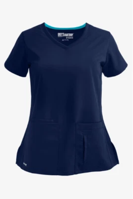 Blusa Médica para Mujer Grey's Anatomy by Barco Cora 4 Bolsillos Cruzada Cuello en V 41423 Foto 1 de 4