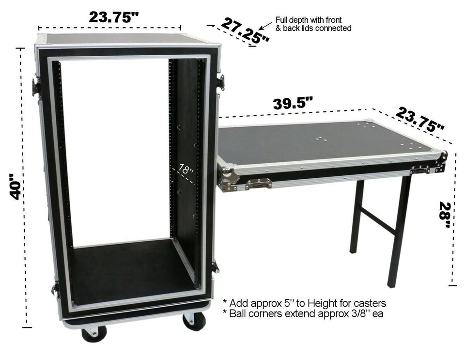 OSP 20-Space ATA Shock Mount Deep Amp Flight Rack Case w/ Table - SC20U-20SL - Image 1 of 4