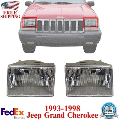 Conjunto de faros halógenos lado izquierdo y derecho para Jeep Grand Cherokee 1993-1998 Foto 1 de 4