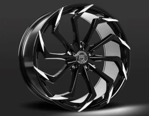 22" Inch Black Machined Tips Lexani Static STAGGERED BLANKS Wheels Rims - Picture 1 of 1