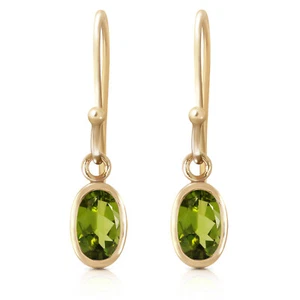 14K. SOLID GOLD FISH HOOK EARRINGS WITH PERIDOTS (Yellow Gold) - Picture 1 of 5