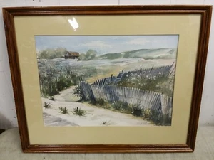 Acuarela original enmarcada de escena costera firmada por Jean K. Cobb, Chester Vermont - Imagen 1 de 10