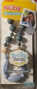 Nuby Teething Trends Necklace Blue/Gray/Nat 30.5" Teethable Mommy Jewelry - Picture 1 of 1