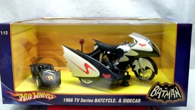 HOT WHEELS 1:12 Batman 1966 TV Series BATCYCLE Sidecar 2009 - Image 1 of 4