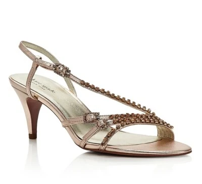 Sandálias femininas Kate Spade New York 258280 cristal Makenna ouro rosa tamanho 8,5 M - Imagem 1 de 3