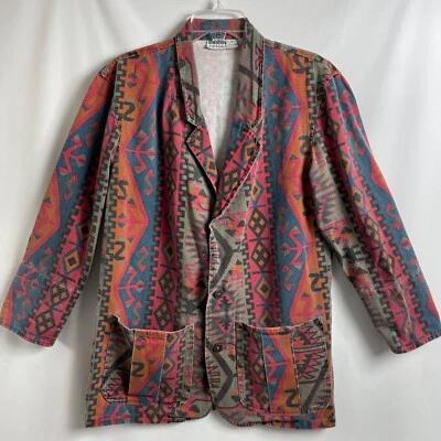 Chaqueta de Diseño Chicos 1 Talla Mediana Denim Suroeste Azteca Blazer Informal Artístico Foto 1 de 4