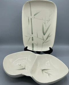 Vintage Winfield Bamboo Serving Dish Tray Set x2 California 1940s Divided EUC - Picture 1 of 12