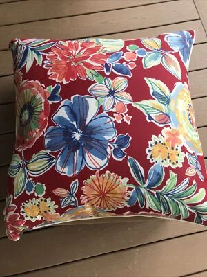 Almohada Perfecta Almohada de Piso Exterior/Interior 25" X 25" Floral Roja Nueva Foto 1 de 4