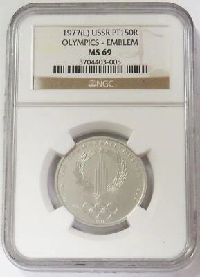 1977 (L) PLATINUM 150R OLYMPICS - EMBLEM NGC MINT STATE 69 - Image 1 of 2