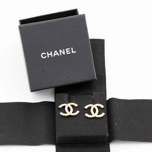 CHANEL Half Diamond Earrings with CZ - Picture 1 of 4
