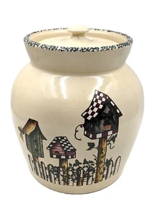 Vtg Casey Pottery Marshall Texas Medium Crock Jar w/Lid Birdhouse 7 in. Tall 207 - Picture 1 of 10