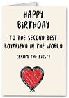 Second Best Boyfriend in the World - Funny Cheeky Birthday Card LGBT Gay Male 