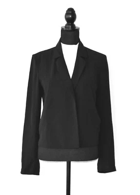 Blazer A6 NUEVO CON ETIQUETAS EILEEN FISHER Negro Seda Georgette Crepé Frente Abierto Talla XXS $348 Foto 1 de 4