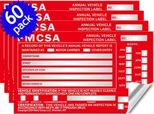 Jährliche Fahrzeug Inspektion Etikett Aufkleber Aluminium FMCSA DOT 6" x 3,5" - 60er Pack - Bild 1 von 6