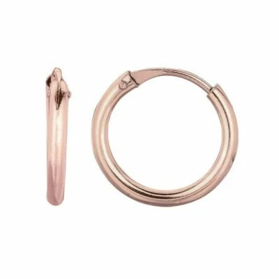 Polished Endless Huggie Hoop Earrings Real 14K Pink Rose Gold 0.3gr - Image 1 of 2
