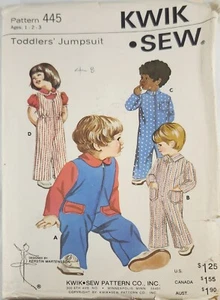 Mono Kwik patrón de costura 445 niños pequeños edad 1-2-3 sin cortar - Imagen 1 de 2