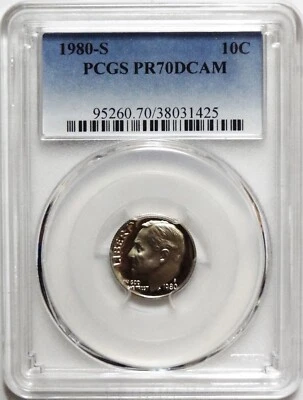 1980-S  ROOSEVELT DIME  PCGS PR70DCAM - Image 1 of 3