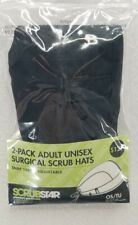 Scrubstar 2-Pack Unisex Adult Surgical Scrub Hats Adjustable w/ Snaps (Black)