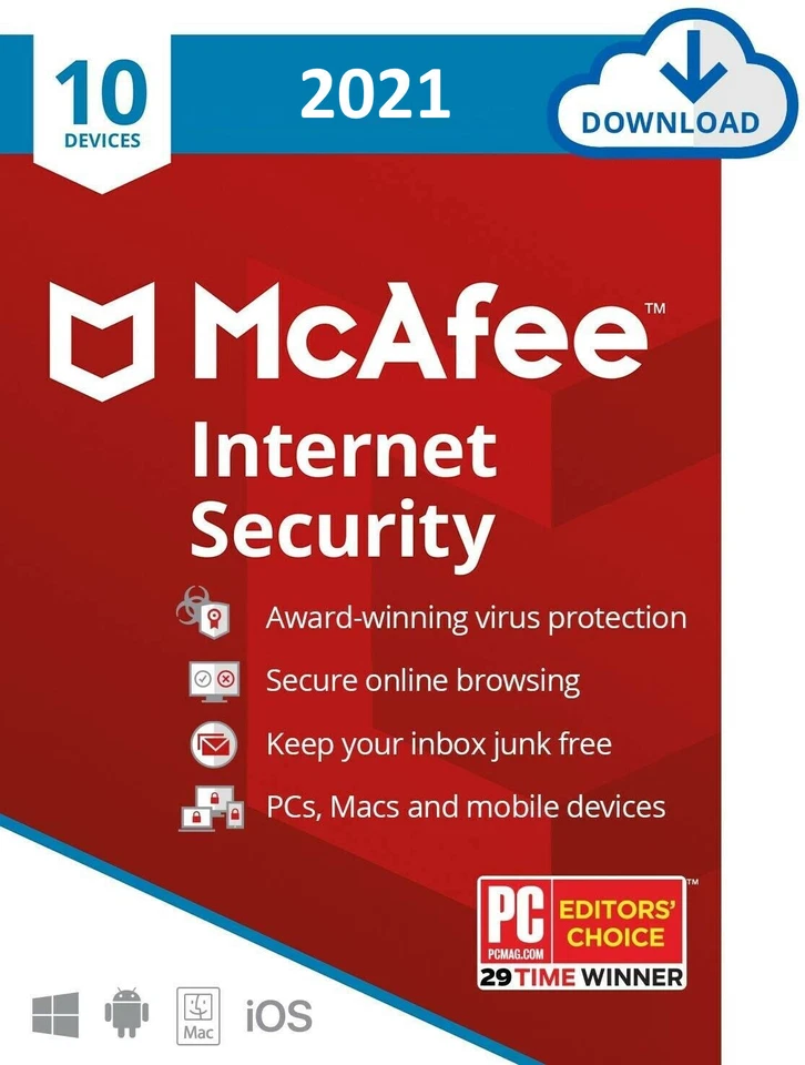 McAfee Internet Security 2021 (not 2020) 10 Devices 1 YR Full Activate Download - Image 1 of 1