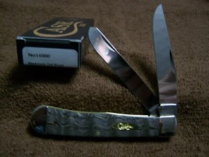CASE BLACK CURLY OAK WOOD SMOOTH 7254SS TRAPPER 14000 4 1/8" BEAUTIFUL NIB - Picture 1 of 3