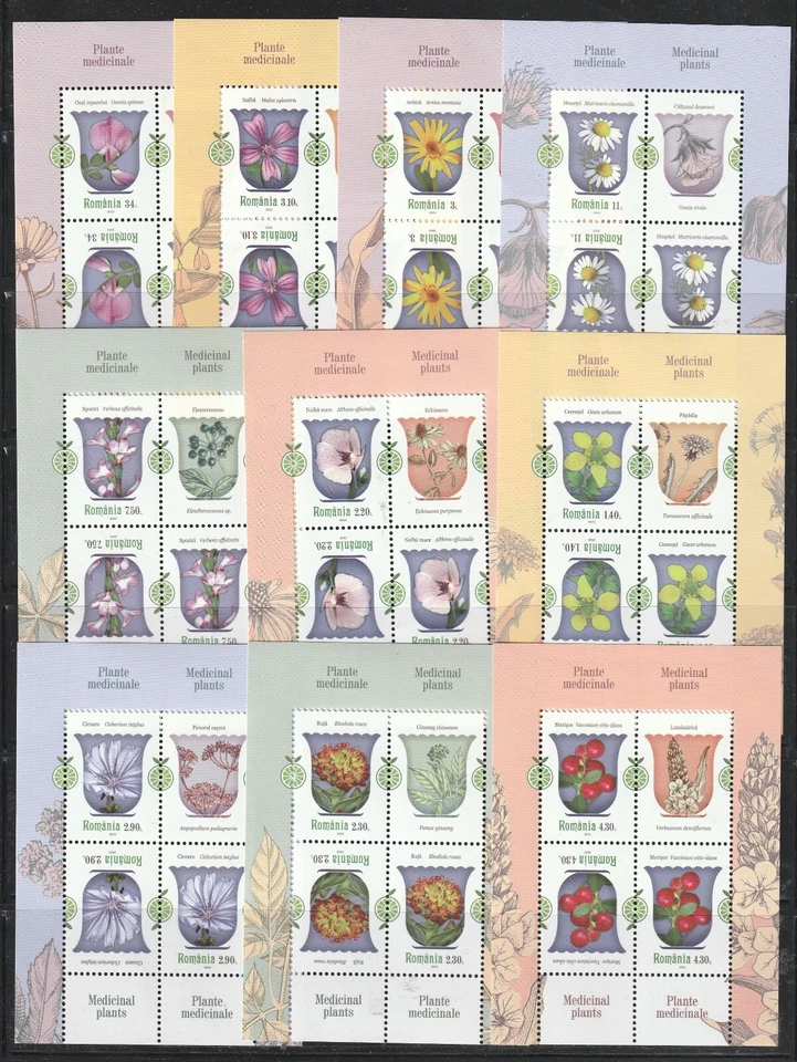 SELLOS RUMANIA 2023 FLORES MÉDICAS POST MNH SET HOJAS REMEDIOS BOTÁNICOS Foto 1 de 1