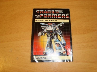 Folheto de instruções original TRANSFORMERS G1 PROWL VINTAGE manual livro HASBRO - Imagem 1 de 2
