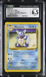 Pokemon 2000 CGC 6.5 EX/NM+ Wartortle Insufficient Ink ERROR W Stamp Base Set 2 - Picture 1 of 2