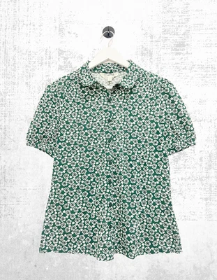Camisa jersey de manga corta para mujer Ex Seasalt en verde campo floral Foto 1 de 4