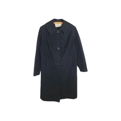 Abrigo De Colección 100% Cachemira Años 60 Negro Fieltro Cuello Botón Forrado Mujeres Michel Daniel Foto 1 de 4