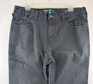Pantalones de mezclilla Ariat Rebar M7 ajustados de pierna recta Durastr hechos negros resistentes para hombre, talla 35x36 - Imagen 1 de 12