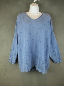 Girl Scouts Sweater Womens 3X Blue Knit Pullover Embroidered Logo Made USA 90s - Picture 1 of 13