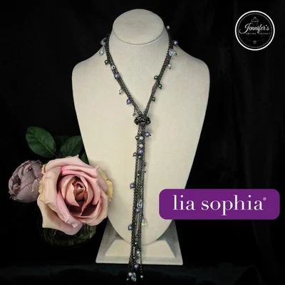 Collar Lia Sophia "Melodrama" Perlas de Agua Dulce Cuentas de Resina Hematita Borla Foto 1 de 4