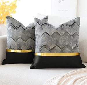 OTOSTAR Black And Gold Throw Pillow Covers Luxury Modern Set Of 20X20 Inch - Picture 1 of 6
