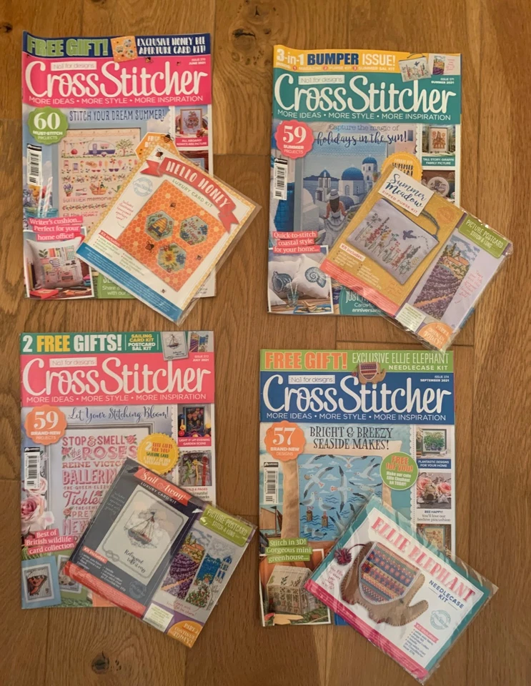 4 X Cross Stitcher mags Bundle Plus 4 Free Gifts Issues 370,371,372,374 - Image 1 of 1