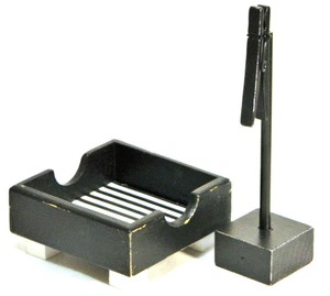 Black Wood Note Paper Holder Box & Memo Clip Set 2 - Picture 1 of 8
