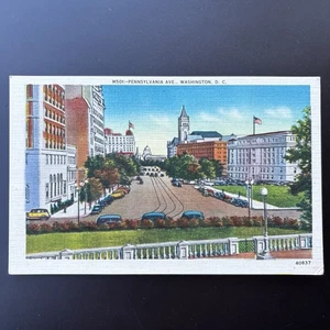 Pennsylvania Ave Washington DC vintage Linen FABVINTY BARGAIN POSTCARD - Picture 1 of 2