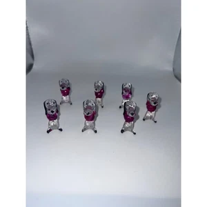 Vintage Plexiglas Kunststoff Miniatur klar lila Hund Snoopy Figuren Menge 7 MCM - Bild 1 von 7