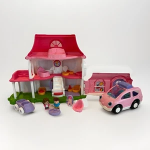 Fisher-Price Little People Happy Sounds Home Dollhouse Play Set & Car 2013 Lot - Picture 1 of 19