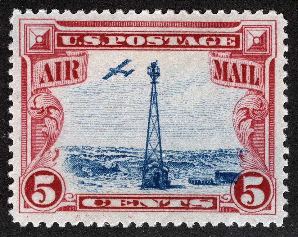 US Sc C11 Carmine Blue 5¢ Airmail 1928 Light Hinge Mark Original Gum - Image 1 of 1